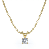 Solitaire 0.33 Carat Round Shape Diamond Pendant Necklace In 18K White Gold Plating Over Silver