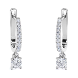 1 Carat Round Brilliant Cut Certified Lab Diamond and Moissanite - 4 Prong Pave Set Huggie Hoop Earrings - 18K Rose Gold Plating over Silver