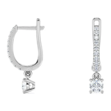 1 Carat Round Brilliant Cut Certified Lab Diamond and Moissanite - 4 Prong Pave Set Huggie Hoop Earrings - 18K Rose Gold Plating over Silver