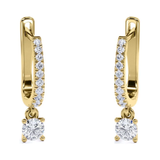 1 Carat Round Brilliant Cut Certified Lab Diamond and Moissanite - 4 Prong Pave Set Huggie Hoop Earrings - 18K Rose Gold Plating over Silver