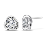 Certified Half Carat TCW Round Cut Certified Lab Diamond Petite Twist Stud Earrings in 18k White Gold over Silver