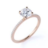 Certified 1.25 CT Round Lab Diamond Four Prong Pave Engagement Ring
