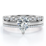Art Deco 2 Carat Pear Cut Moissanite Pave Trio Set
