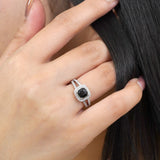 1.75 ct Cushion Lab Black Diamond Pave Engagement Ring