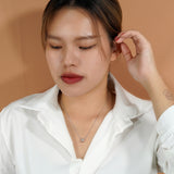 Simple 1 Carat Princess Cut Moissanite Slider Pendant Necklace in 18K White Gold over Silver