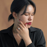 Art Deco 2 Carat Oval cut Real Moissanite Wedding Trio Ring Set with Engagement Ring and 2 Wedding Bands in 18k Gold Over Silver