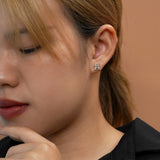 2 Carat Princess Cut Cubic Zirconia Solitaire Stud Earrings in 18K White Gold over Silver