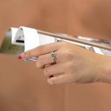 Leafy 1 Carat Round Cut Moss Agate Engagement Ring