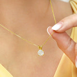 Certified - 2 Carat Round Cut Moissanite Brilliant Pendant Necklace - 18K Yellow Gold Plating Over Silver