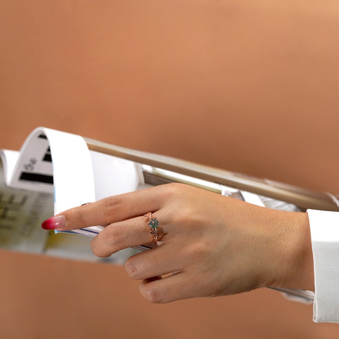 Nature Inspired 1 Ct Round Cut Green Moss Agate Engagement Ring