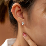 2 Carat Pear Cut Cubic Zirconia Solitaire Stud Earrings in 18K White Gold over Silver