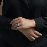 Art Deco 2 Carat Oval cut Real Moissanite Wedding Trio Ring Set with Engagement Ring and 2 Wedding Bands in 18k Gold Over Silver