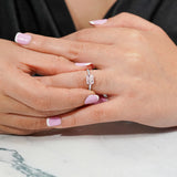 1.25 Carat Oval Cut Pink Tourmaline SWAROVSKI - October Birthstone Solitaire Engagement Ring in 18k White Gold Over Silver