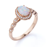 1.75 Ct Oval Cut Lab Created Opal Vintage Engagement Ring