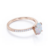 Solitaire 1.5 Ct Oval Cut Lab Created Opal Engagement Ring