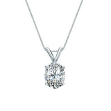 Certified Enchanting 1 Carat Oval Shaped Moissanite Pendant Necklace In 18K White Gold Plating Over Silver