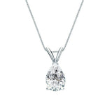 Certified Captivating 1 Carat Teardrop Moissanite Pendant Necklace In 18K White Gold Plating Over Silver