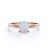 1 Ct Oval Cut Lab Created Opal Solitaire Engagement Ring