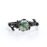 1 ct Cushion Green Moss Agate Nature Inspired Engagement Ring