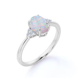 Cluster 1.10 Ct Oval Cut Lab Created Opal Engagement Ring