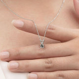 Elegant Round Brilliant Cut Salt and Pepper Diamond Solitaire Pendant Necklace in 18K White Gold Plating over Silver