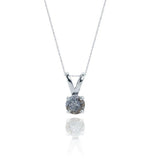 Elegant Round Brilliant Cut Salt and Pepper Diamond Solitaire Pendant Necklace in 18K White Gold Plating over Silver