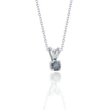 Elegant Round Brilliant Cut Salt and Pepper Diamond Solitaire Pendant Necklace in 18K White Gold Plating over Silver