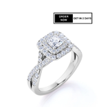 1 Ct Princess Moissanite Double Halo Engagement Ring