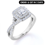 1 Ct Princess Moissanite Double Halo Engagement Ring