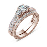 Certified 1.30 Ct Round  Lab Diamond  Three Stones  Bridal Set