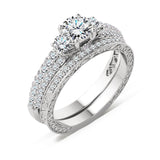 Certified 1.30 Ct Round  Lab Diamond  Three Stones  Bridal Set