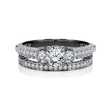 Certified 1.30 Ct Round  Lab Diamond  Three Stones  Bridal Set