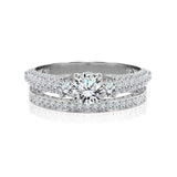 Certified 1.30 Ct Round  Lab Diamond  Three Stones  Bridal Set