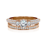 Certified 1.30 Ct Round  Lab Diamond  Three Stones  Bridal Set