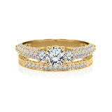 Certified 1.30 Ct Round  Lab Diamond  Three Stones  Bridal Set