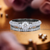 Certified 1.30 Ct Round  Lab Diamond  Three Stones  Bridal Set