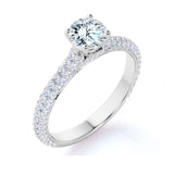 Certified 1 Ct Round  Lab Diamond Micro Pave Set Engagement Ring