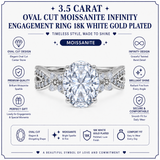 JeenMata 3.5 Carat Oval Cut Moissanite - Butterfly Infinity Engagement Ring in 18K White Gold Plating for Women