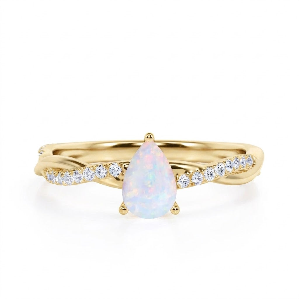 Infinity 0.75 Ct Pear Cut Lab Created Opal Engagement Ring