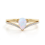 Contoured 1.50 Ct Pear Cut Lab Opal Engagement Ring
