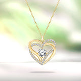Round Cut Two-Tone Interlocking Hearts Pendant Necklace in Sterling Silver - Everyday Luxury Jewelry