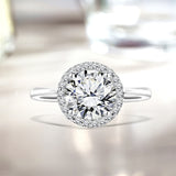 1.10 Carat Round Cut Moissanite Halo Engagement Ring
