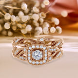 Certified 1 Ct Round Lab Diamond - Art Deco Style - Wedding Ring Set