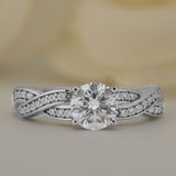 1.50 Carat Round Cut Moissanite And Diamond Solitaire Engagement Ring In White Gold