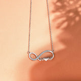 Infinity Mom Diamond Pendant Necklace in 18K White Gold over Silver