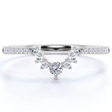 Prong Pave - 0.25 TCW Round Shaped Diamond- Chevron Wedding Band - Rose Gold