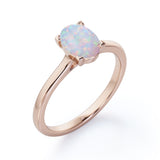 1 Ct Oval Cut Lab Created Opal Solitaire Engagement Ring