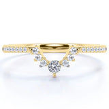 Prong Pave - 0.25 TCW Round Shaped Diamond- Chevron Wedding Band - Rose Gold