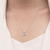 Claw Set Solitaire 1 Carat Princess Cut Certified Moissanite Double Bail Pendant Necklace in White Gold