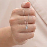 Claw Set Solitaire 1 Carat Princess Cut Certified Moissanite Double Bail Pendant Necklace in White Gold